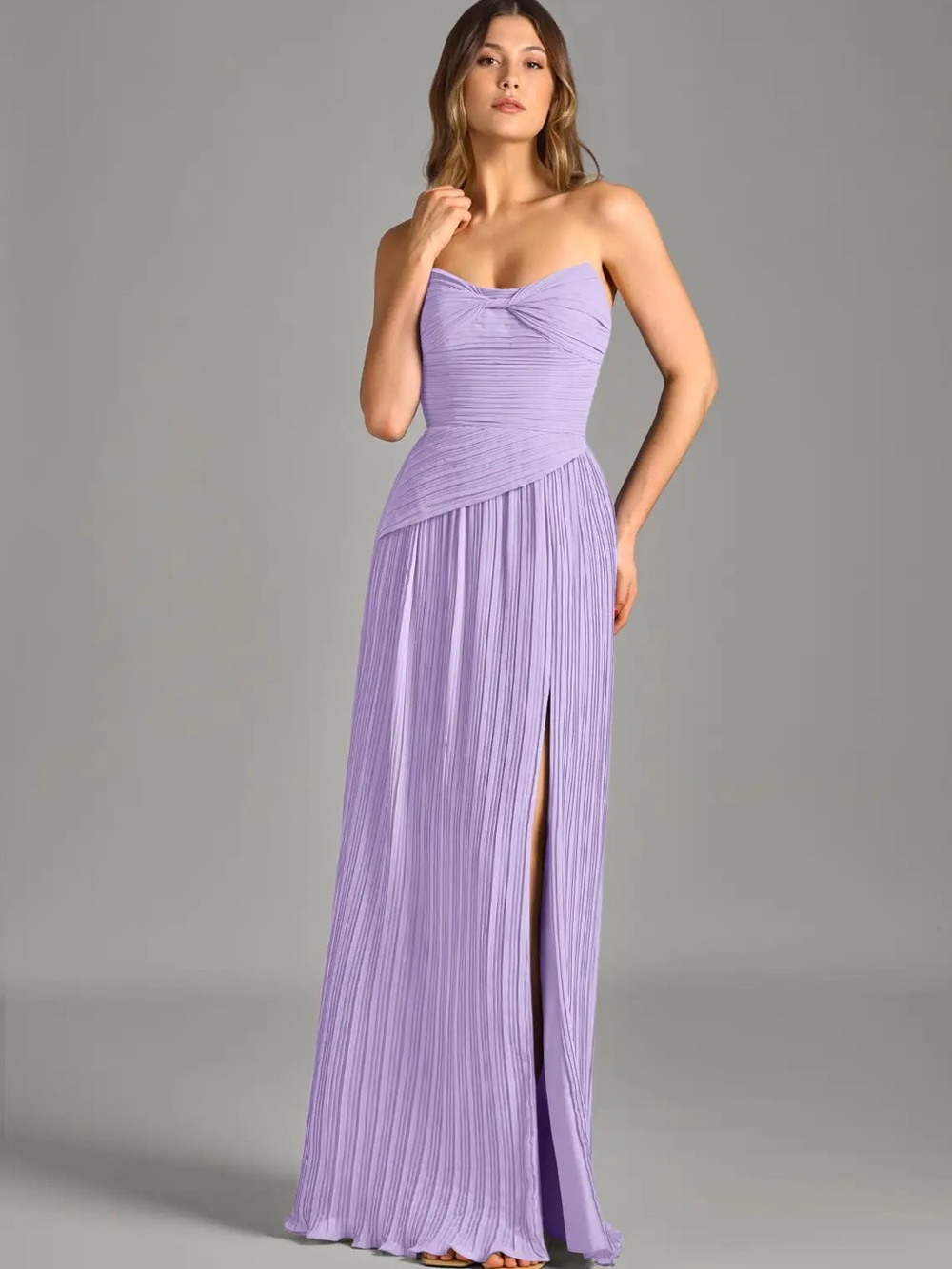 Azazie Lilac Strapless Becka Gown